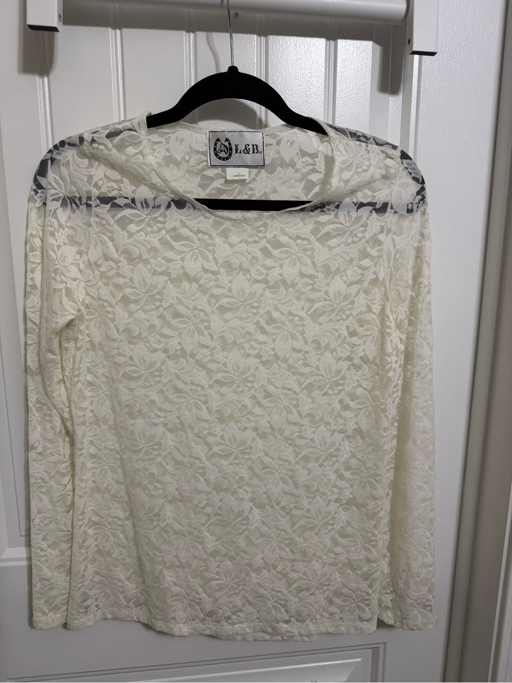Lace Long Sleeve Top in Cream Brand: L&B